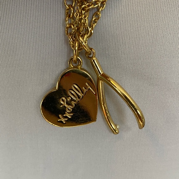 Lilly | Heart and Wishbone Necklace - Picture 3 of 4